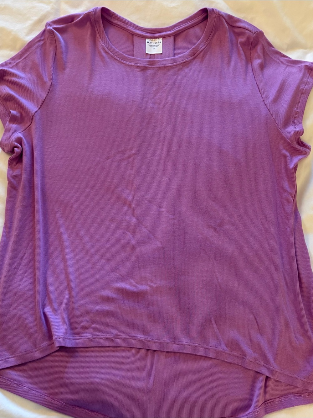 Athleta Essentials Round Neck Oversized Ribbed T-Shirt Orchid Purple Size M